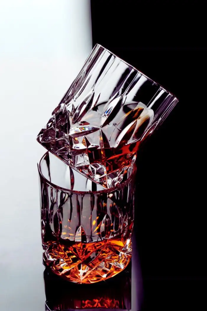 Lot de 2 verres à whisky en cristal sculpté, un duo raffiné pour des dégustations élégantes.