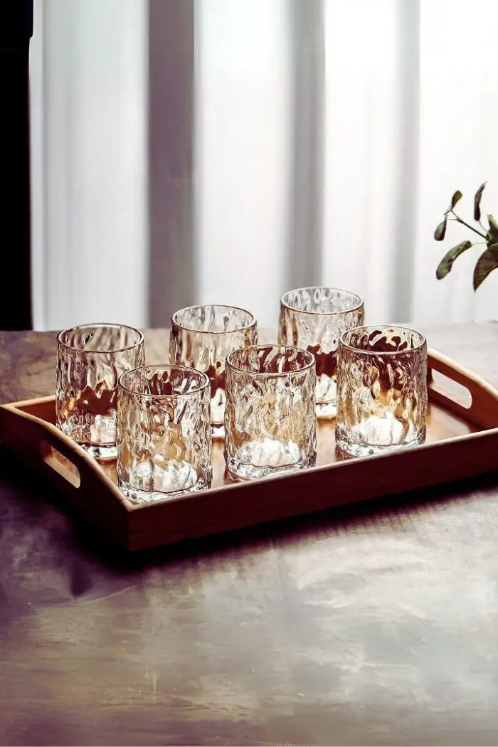 Set de 6 verres à whisky haut de gamme 260ml - Design sculpté japonais pour une dégustation élégante
