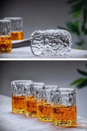 Verres à whisky texturés en cristal - Un design japonais pour une dégustation immersive