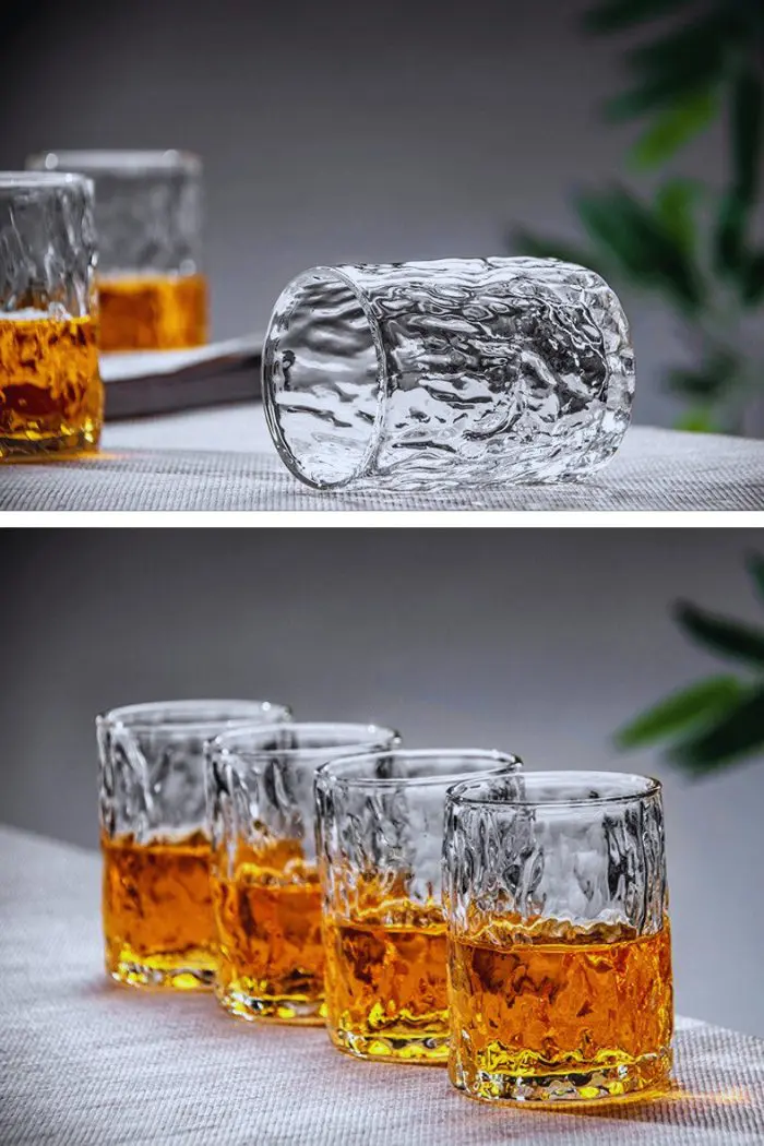 Verres à whisky texturés en cristal - Un design japonais pour une dégustation immersive