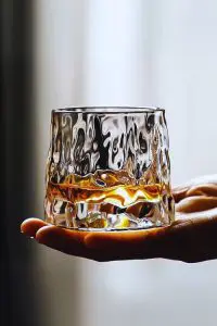 Verre à whisky design rotatif en cristal épais - Élégance nordique et raffinement