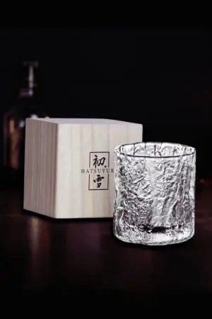 Verre à whisky japonais avec coffret en bois - Présentation élégante pour cadeau