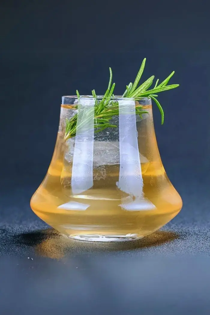 Verre tulipe en cristal rempli de whisky avec glaçons – Un incontournable pour les amateurs de spiritueux