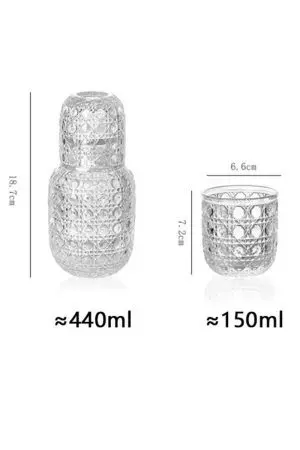 dimensions carafe à whisky vintage 440ml et verre assorti 150ml en verre gravé