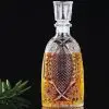 carafe à whisky vintage 850 ml en verre gravé, bouchon cristal, fond noir