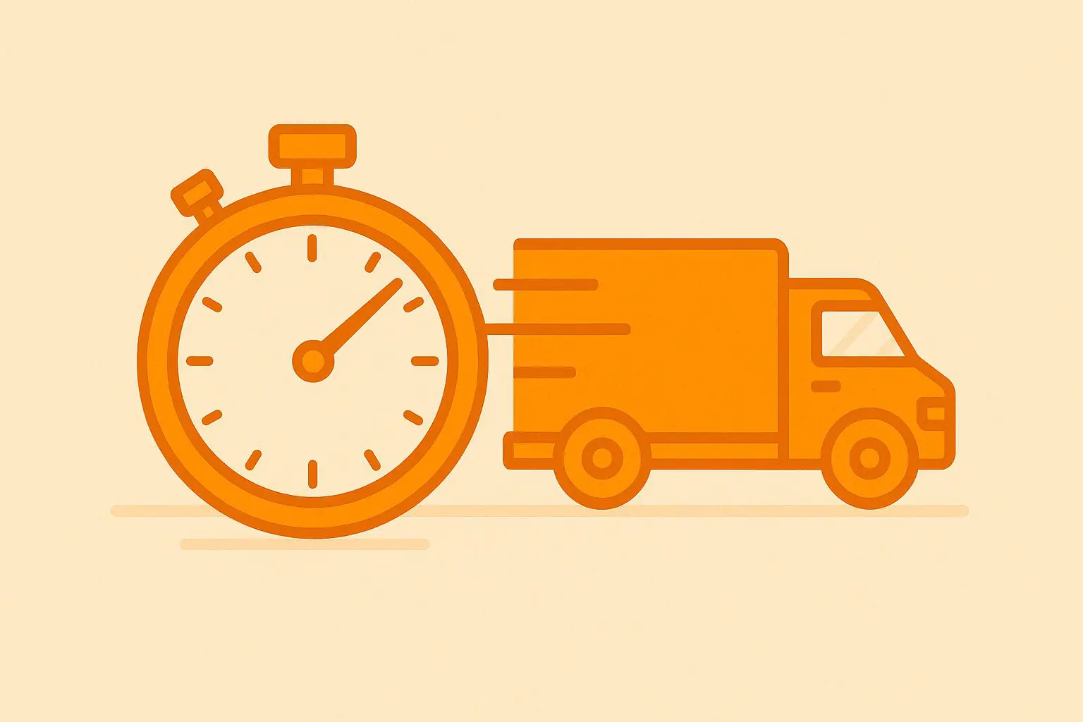 Illustration chronomètre et camion symbolisant la rapidité de préparation et de livraison des commandes Aperot.fr