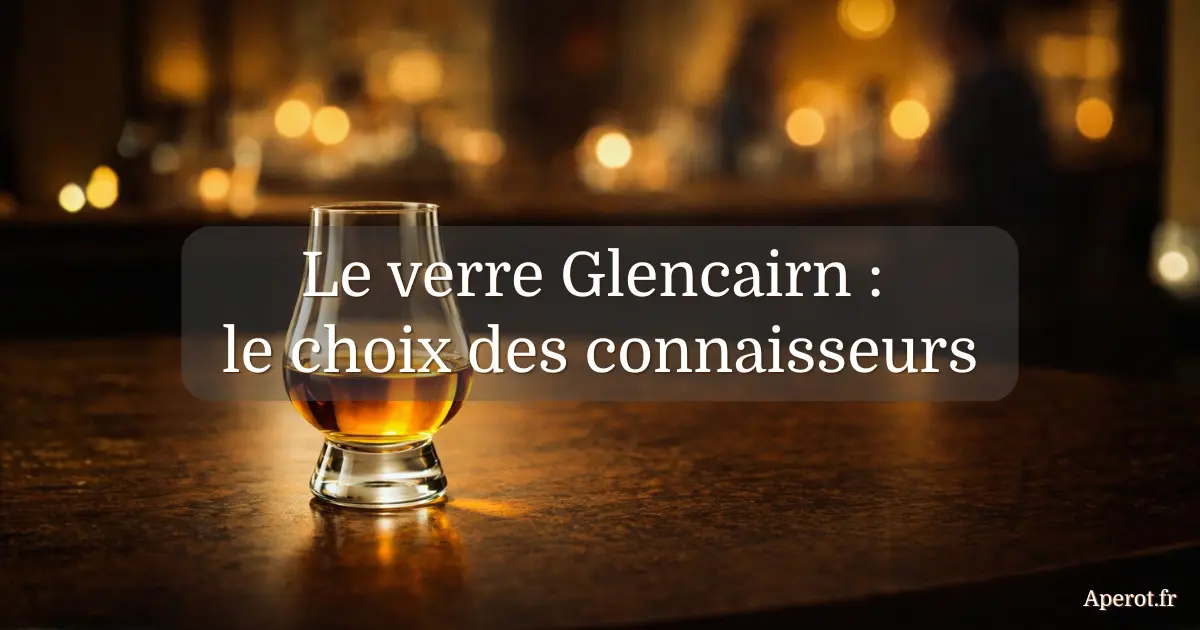 Verre Glencairn en cristal rempli de whisky ambré dans un bar cosy, symbole du choix des connaisseurs pour la dégustation