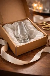 Verre Glencairn vide présenté dans un coffret cadeau avec papier de protection