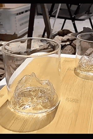 Verre à whisky design montagne 180ml - Effet visuel fascinant en rotation